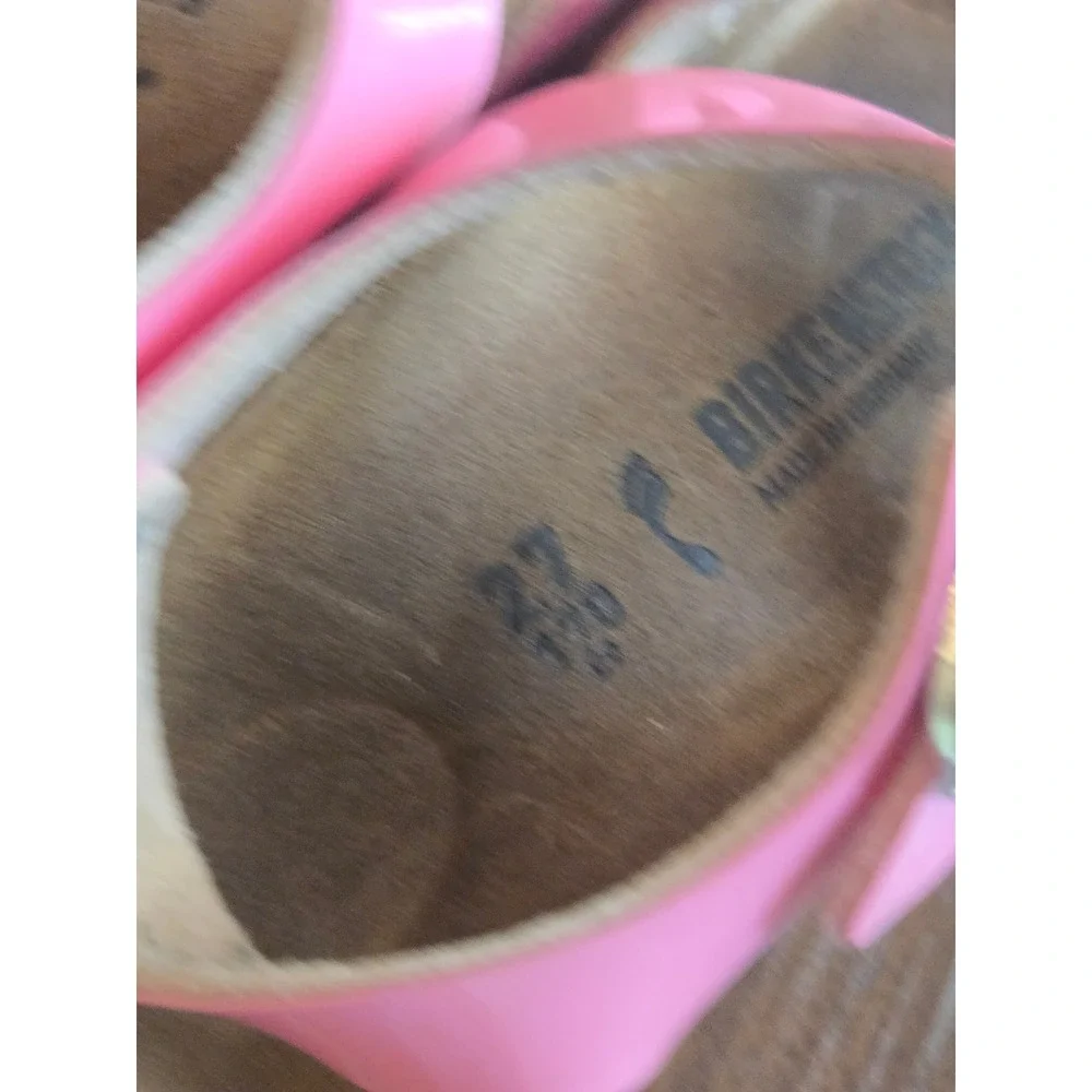 Birkenstock Rio Kids Pink Patent Birko-Flor Ankle Strap Sandals Size 27 EU 10 US
